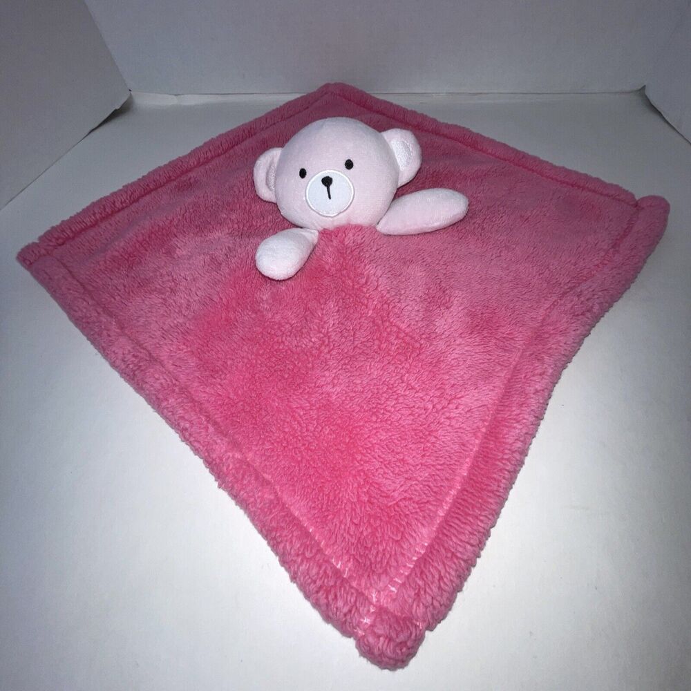 Cutie Pie Lovey Security Blanket Plush Pink Teddy Bear White Black Girls